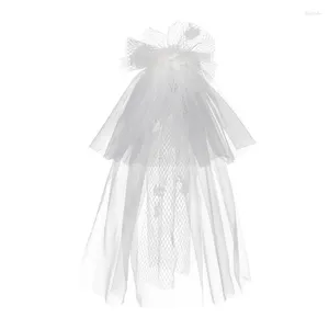 Свадебная вуаль невеста вуаль цветочный лук головы, покрывая свадебные волосы, белые головные платки мантилья
