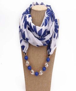 New Pendant Scarf Necklace Bohemia Necklaces For Women Chiffon Scarves Pendant Jewelry Wrap Foulard Female Accessories GA3685726502