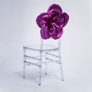 2024 Fashion Elegant Vintage Wedding Chair täcker Satin Flower Sashes Wholesale Party Supplies Tillbehör 20