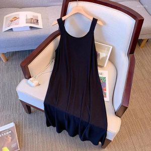 Plus Size Dresses Plus-Size Womens Summer Casual Sleeveless Dress Pit Strip Fabric Stretch Vest Long Skirt Loose Comfortable Commuter Otpr5