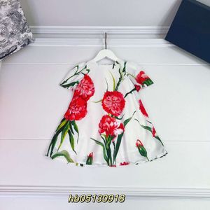sukienki dla dzieci Summer Dziecięce noszenie dziewcząt z czystego bawełnianego kwiatu krótkiego rękawu