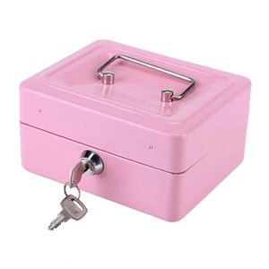 Pink Safe Money Box Cash Moin Register Вставка лотка кассира хранение мини -портативная стальная блокируемая безопасность 240518