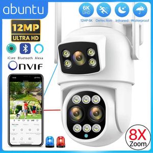 Wireless Camera Kits 12MP 6K WiFi IP Camera 8X Zoom Dual Screen 8MP PTZ WiFi Monitoring Camera Outdoor Night Vision ICSEE Application Camera Human Detecti J240518