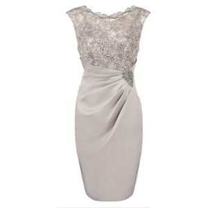 Hot Selling Kne Length Chiffon Scoop Mother of the Bride Dresses In Stock med spetspärled 341U