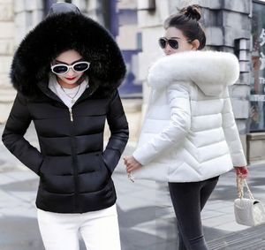 Moda kurtka zimowa kobiety duże futrze z kapturem grube w dół parkas krótka kobieca kurtka Slim Warm Winter Empear Mjer 2020 New6832938