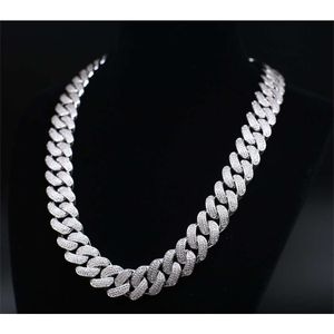 Oem 925 Silver Iced Out Moissanite Diamond Cuban Chain 20mm Hiphop 3 Rows of Bracelet 18k Gold Plated for Men Jewelry