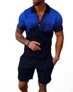 メンズファッションプリントセットトラックスーツ半袖シャツ+ショーツ2PCSスーツ2024夏のカジュアルビーチウェアオスバケーションハワイアン衣装