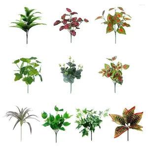Decorative Flowers 2Pcs Indoor Outdoor Artificial Plants Fake Flower Leaf Foliage Bush Home Garden Decor