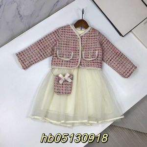 Women's T-shirt Spring Autumn Season Coat Short Spliced Mesh Dress Two Piece Set with Cotton Inner Delivery Small Bag
