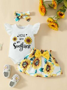 Set di abbigliamento set da bambine girasole in 3 pezzi - Sistema a manica piegata Sci.