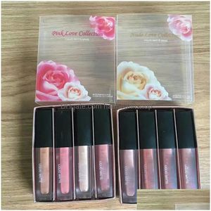 Lip Gloss 4pcs/set mini veet líquido batom líquido conjunto de batom impermeável fosco maquiagem entrega cosmética Droga de saúde Beleza Lips Dht5g