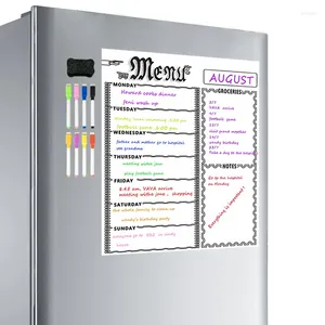 Masa Paspasları A3 Mutfak Buzdolabı için Manyetik Beyaz Tahta Sayfası Çok Amaçlı Haftalık Beyaz Tahta Takvim Menü Planlama 8 Pen ile