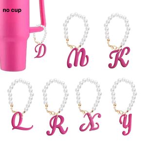 Beaded Pink Large Letters Pearl Chain med charmformade charm Tillbehör för Cup Tumbler Personlig handtag Drop Delivery OT2P8 OTXWN