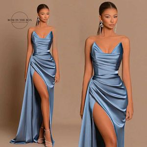 Runway Dresses Elegant Long Prom Dresses For Black Girls 2023 Swtheart Ruched High Slit Satin Formal Eccident Evening Party Gowns Women T240518