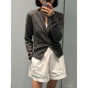 Women's Knits & Tees M23 Autumn/winter Classic Collection Small Letter Jacquard Blended Cotton Cashmere Knitted Cardigan