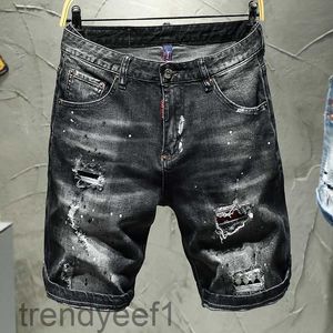 Jeans de jeans dessinger novos homens vintage rasgou jeans de boneco de streetwear short shorts shorts masculinos de marca de marca