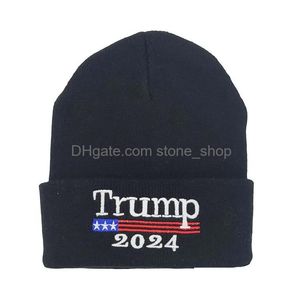 Party Hats 2024 Donald Trump dzianin wełniane czapki Keep America haftowane czapkę czapkę unisex ciepła zimowa czapka upuszcza dostawa ho dhnou