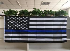 Linha azul fina de fábrica inteira Bandeira americana 3x5ftis Polyester Flying Banners com dois ilhós de metal4958051