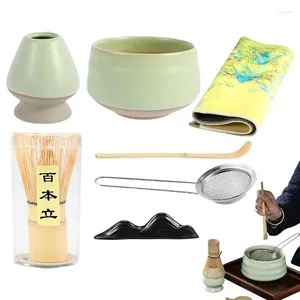 SET DI ATTUALI A TEFE SET TEA MATCHA giapponese Set da tè da 7 pezzi per ceramica portatile Accessori kit di attrezzi e frusta