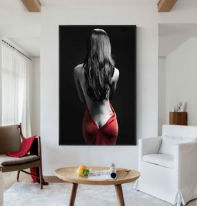 Moderna halv nakna kvinnor affischer och skriver ut väggkonst duk som målar sexiga nakna bilder för vardagsrum heminredning nr ram8675368