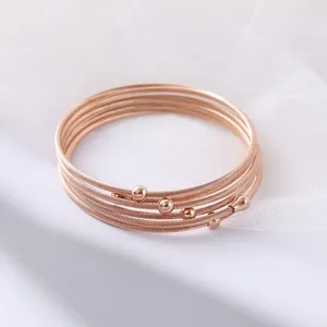 Pulseira de aço inoxidável Pulseira de esferas de bola para mulheres clássicas de festas de moda clássica Multi-camada de joias de argola artesanal