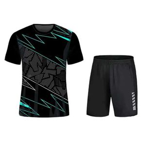 Herrspår 2024 Nya herrsportkläder och shorts Set Summer Sports T-shirt som används för Badminton Running-skjortor och byxor som används för tennis J240510