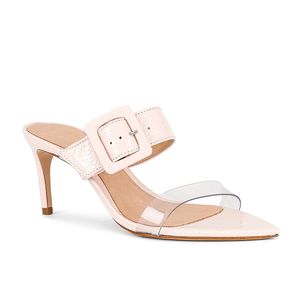 2024 women Ladies Genuine real leather PVC 9CM high heels sandals Dress Shoes Pumps slipper summer Casual peep-toe open toes party wedding buckle transparent 34-46