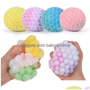 Novelty Games 60Cm Balls Squishy Tricolor Fidget Toy Relief Anxiety Venting Ball Decompression Anti Funny Squeeze Grape Mesh Toys Sk Dhxu6