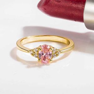 Band Rings DIWENFU 14K Gold Peripheral Jewelry R for Women Fine Anillos De Pink Topaz Gemstone 14K Gold Jewelry Wedding Ring Anel J240516