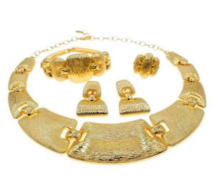 Selling Exquisite Brazilian gold large Jewelry Set Italian Bridal wedding Banquet Jewelry set H0009 2112045293981