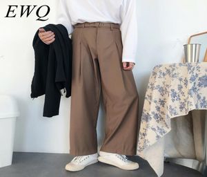 IEFB men039s wear vintage casual Wide Leg Pants with belt for Male autumn tide new Loose allmatch Pants 9Y962 2012261919269