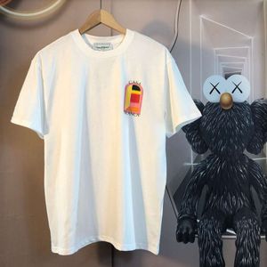 A0U7 CASABLANCA T-shirts masculinos pequenos e modernos de mangas curtas de coco de coco de coco de coco letra de avião impressão de casal designer de camisetas casa blanca