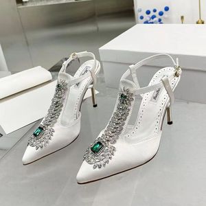 High-heeled sandals with skirt wear sandals temperament pointy thin with fashionable rhindiamonds super fairy silk high heels