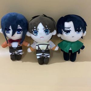 2024 Hot 20 cm Anime Angriff auf Titan Plüschspielzeug Puppe Kawaii Levi Eren Mikasa süße Kawaii -Kollektion Green Stoffed Doll Geburtstagsgeschenke für Kinder