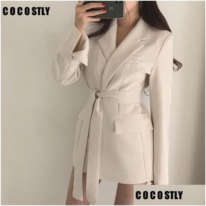 Blazer da donna Blazer 2021 Fall Women and Jackets Blazer White Long Giacca Black Cape Plus Tase Drop Delivery Delivery Abbigliamento Clo Dhjzh