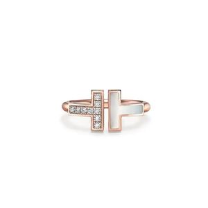 Anelli di nozze Designer Classic Open Double T Couple Ring 925 Sterling Sier Trend di moda di alta qualità Diamond Love Christma Gift Drop Otvaa