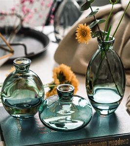 3Pcs Classic Creative Mini Vase Top Quality Glass Transparent Home Deco Living Room Reagent Bottles Flower Vase Whole 2205188485006