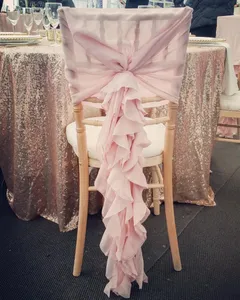 2024 Moda eleganckie zabytkowe krzesło ślubne okładki szyfonowe szarfy kwiatowe