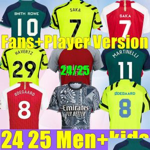 Camisas de futebol 23 24 saka arsen smith rowe g.jesus saliba fã jogador versão odegaard martinelli nketiah kits de futebol camisa masculino crianças dhaty