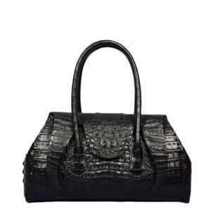 Czarne torby Krokodyl Tote Kobiety egzotyczne skórę luksusowe skórzane torebki marki torebka wykonana na zamówienie