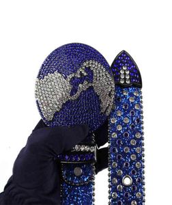 新しいWtern Rhinton Belt for women Men Fashion Diamond Studded Belts Rhinton Globe Buckle for Jean Strass Ceinture Femme3226336