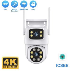 Kits de câmera sem fio belia 8mp ptz wi -fi câmera externa notury visão de tela dupla detecção humana 4MP Proteção de segurança CCTV Monitoramento IP Camera J240518