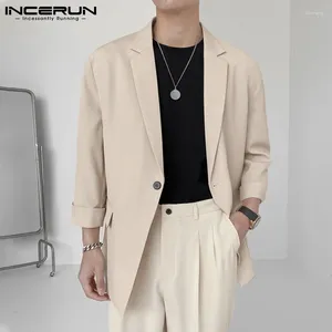 Erkekler Suits Incerun Üstler 2024 Kore tarzı Yakışıklı Erkek Katı Match Coats Sıradan Sokak Giyim Erkek Basit Uzun Kollu Blazer S-5XL