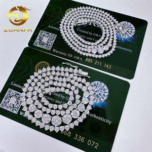 새로운 도착 Sier 2mm 3mm 4mm 5mm 다이아몬드 졸업 한 힙합 보석 VVS Moissanite 테니스 체인 목걸이