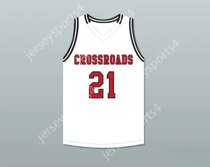 Custom Nay Młodzież/Kids Shaqir O'Neal 21 Crossroads School Roadrunners White Basketball Jersey 2 Top Sched S-6xl