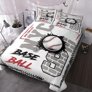 Sängkläder set 3pc baseball omgiven av graffiti gränsar täcke täcker modern uppsättning för barn pojkar med blixtlås stängning ultra mjuk hållbar