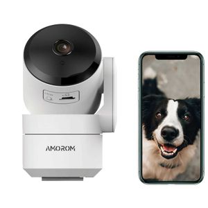 Kits de câmera sem fio Pan de câmeras de estimação interna e inclinar o cartão de armazenamento de visão bidirecional de chamadas bidirecionais/armazenamento em nuvem Google Home/Alexa Support for Dog/Cat Monitores J240518