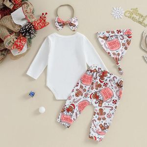 Clothing Sets Baby Girl Christmas Outfit Bron Fall Winter Clothes Infant My First Romper Pants Hat Matching Set