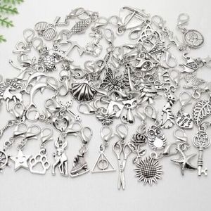 Partihandel - MIC i lager 100 PCS Lot Mixed Charms Pendant Hummer Clasp Dangle för armbandsmycken som gör resultat 214J