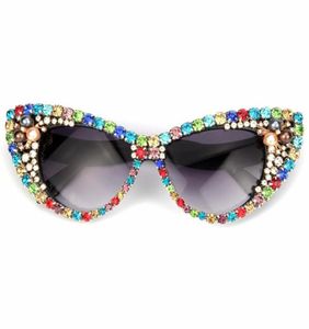 Diamond Sunglasse Women Rhinestone Cat Eye Sunglasses Men Men Eyewear Retro Glasses Vintage UV4002339542